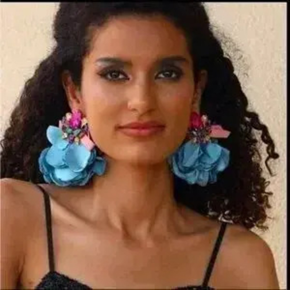 Vibrant Blue and Pink Floral Earrings